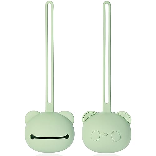 Image of Orzbow 2 Pack Silicone Pacifier Holder, Baby Premium Pacifier Case for Diaper Bag, Stroller and Crib, BPA-Free, Non-Toxic, Food Grade Silicone, Silicone Pacifier Storage Case for Boys & Girls (Green)
