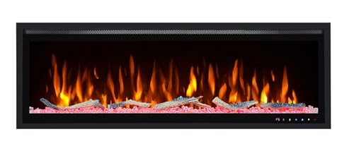 DUPI Chimenea Eléctrica 42 Nero Pro Lumina | 3 en 1 con Calefacción | Efecto Llama 3D Panorámica | 12 Colores Llama | Control Remoto | 106x43,5x15 cm (Negro, 42 Pulgadas)