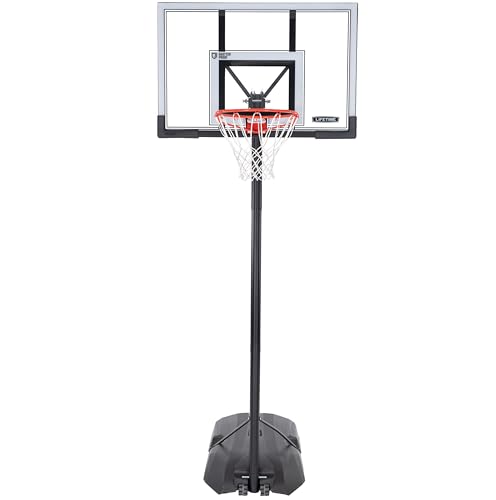 Image of Lifetime Portable Basketball Hoop, 50 Inch Shatterproof Fusion Backboard, Adjustable Height 8-10 Ft, Broomstick Adjust, Base with Wheels, Slam-It Rim