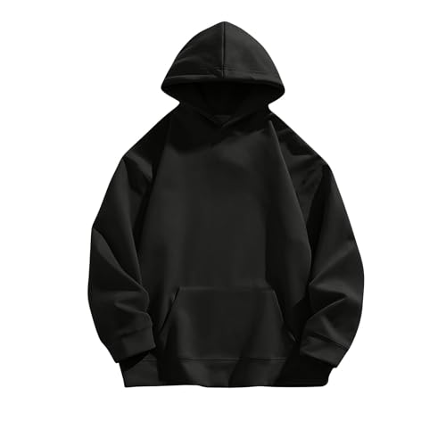 Men Hoodies Fleece Solid Plus Sized Long Sleeve Pullover Sweatshirts Comfy Casual 2025 Fall Winter Hooded Outfits3