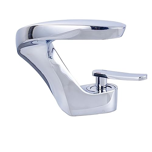 Grifo mezclador monomando de latón para baño lavabo con agua fría caliente y níquel cepillado