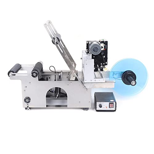 Image of Semi-Automatic Bottle Labeling Machine, Adjustable Plane Labeler Applicator | 20-40pcs /Min,Production Date Marking Machine For Plastic Bottles, Glass Bottles, Metal Bottles,Round