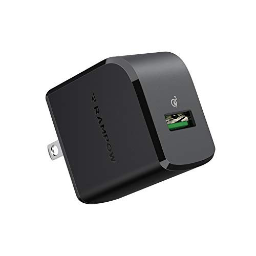 USB Wall Charger, RAMPOW Quick Charge 3.0 19.5W USB Wall Charger with Foldable Plug, Fast Charger Compatible with iPhone 11/Xs/XS Max/XR/X/8, iPad, Samsung, HTC, LG and More, Black