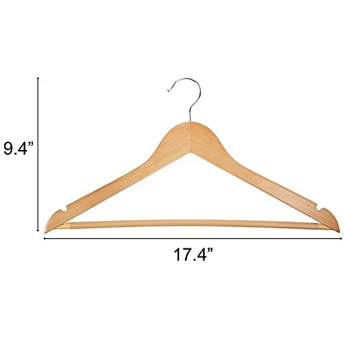 Image of STAR WORK Solid Wooden Hangers With Natural Finish Pack Of 10 Count(Brown)