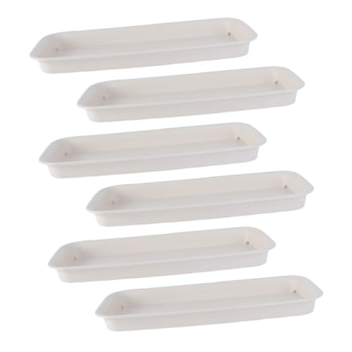 lurrose 6個 プラスチック製長方形フラワーポットトレイ 厚手変形防止素材 屋内外用ガーデニング受け皿 家具保護で水こぼれ防止 シンプルデ