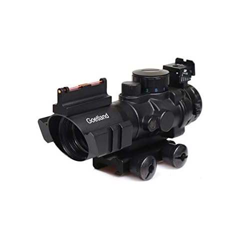 Goetland 4x32 Zielfernrohr Taktisch Prismatisches Glas Fadenkreuz mit Faser Optik Sight Cover