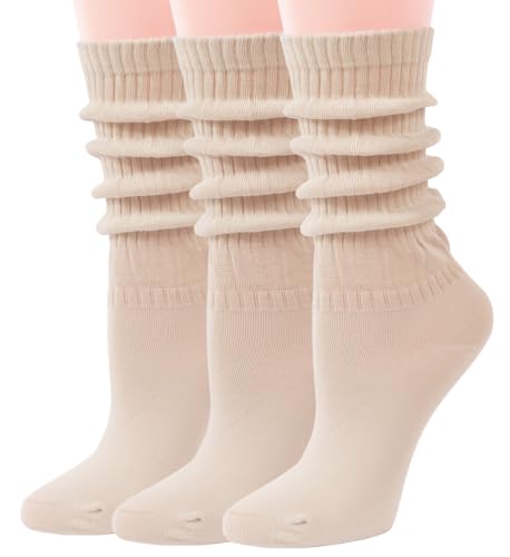 Image of Women's Ruffle Frilly Slouchy Socks, Soft Cotton Cute Solid Color Crew Socks Light Blue