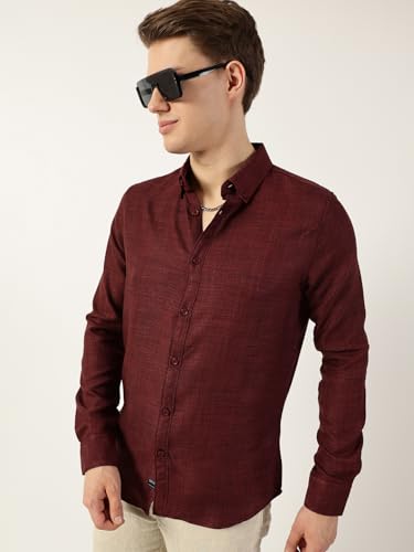 Image of Thomas Scott Men's | Solid | Full Sleeve | Regular Fit | Polyester | Button Down Collar | Casual Shirt