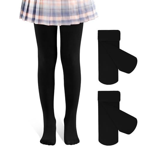 Image of 2 Pack Girls Tights Dance Tights Ballet Girls School uniform Footed Leggings Stockings for Kids 1-13 Years