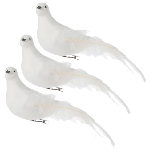 CANIGHT Modelos de Palomas Artificiales Adornos para Árboles – Set de 3 Palomas de Simulación Clip para Decoración de Navidad y Eventos
