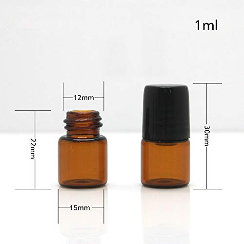 50 Pack 1ml Amber Glass Vials Roll On Bottle,Glass Roller Bottle With Stainless Steel Roller Ball,Black Cap Lid-Perfect Sample For Essential Oils,Aromatherapy,No Leak,Free Opener&Dropper4