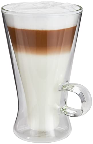 Judge Duo Grande Latte Glass Coffee Cups with Handle, Set of 2 Hollow Vacuum Sealed, Heat Resistant, 320ml Latte Cup