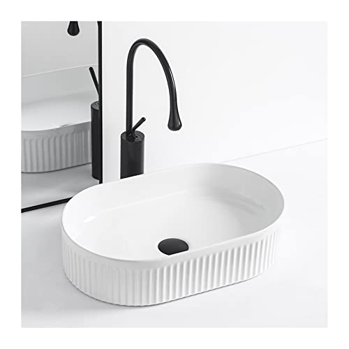 Fregadero de baño Vessel Sink, Bathroom Countertop Vanity Sink 20'x13' White Bathroom Vessel Sink Modern Above Counter Bathroom Sink Porcelain Ceramic Vanity S