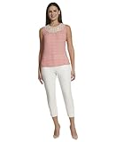 Tommy Hilfiger Women's Sleeveless Lace Yoke Top Risk Red Multi M