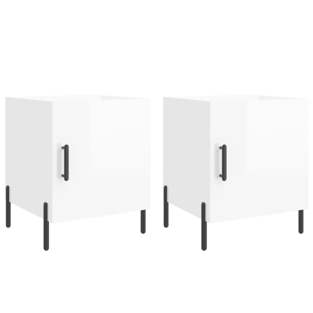 Table de Nuit pour Chambre Moderne Lot de 2 Blanc et Métal