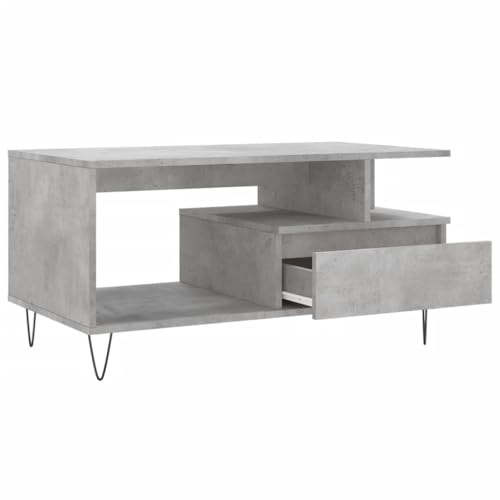 Table Basse Gris Béton Bois d'Ingénierie Table d'Appoint Rectangulaire Salon Design Moderne - 7