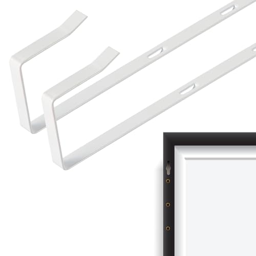 2 Pezzi Ganci per Specchio Sopra la Porta, Regolabili 5 Fori Gancio per Specchio Supporto Staffa per Appendere Specchio in Metallo Profondità Porta 4,57cm Portata 9,07kg (Bianco)