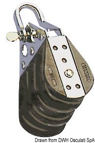 Poulie sur billes triple de guidage Viadana, manille inox 6x22mm pour cordages