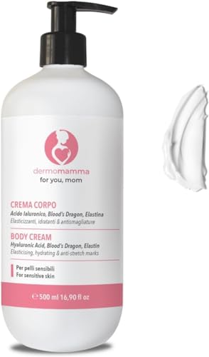 DERMOMAMMA - Crema Antiestrías Embarazo 500 ml Crema Para el Picor de la piel Crema Corporal Hidratante Natural con Calendula, Manzanilla, Aguacate Crema Cuerpo Mujer