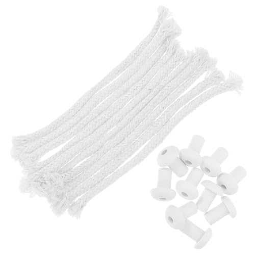 10 sets de mechas de algodón con soporte cerámico para lámparas de aceite