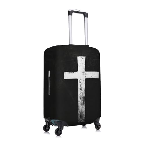 Travel Luggage Suitcase Cover Zipper Closure Baggage Protector Fits 19-32 inch Suitcase, Anti-Scratch Luggage Case Protective Cover, Cross Black3