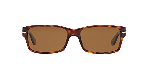 Persol PO2803S Rectangular Sunglasses, Havana Crystal Brown Polarized, 58 mm