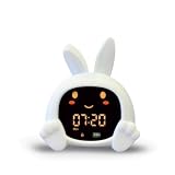ZAZU Sarah Sleep Trainer per bambini, luce notturna (5 colori), macchina sonora, sveglia con 6 suoni, apertura e chiusura degli occhi, ricaricabile con USB