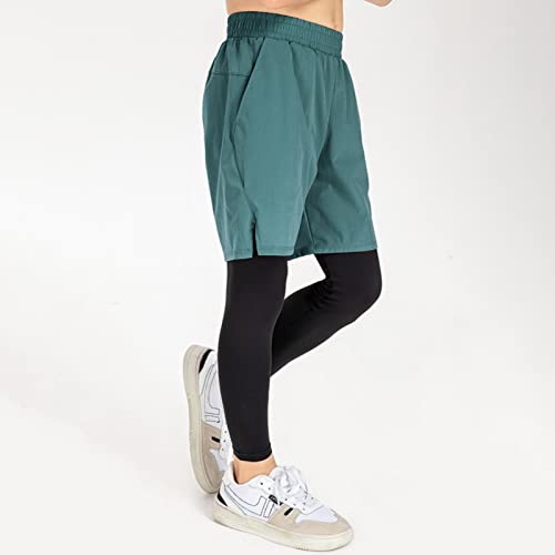 Boy's Running Training 2 in 1 Compression Tights Pants Workout Shorts Compression Leggings for Kids Youth2