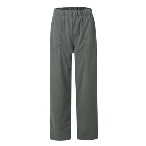 Women's Elastic Waist Winter Casual Pants with Pockets Fashion Thermal Corduroy Trousers Solid Colour Straight Pant2