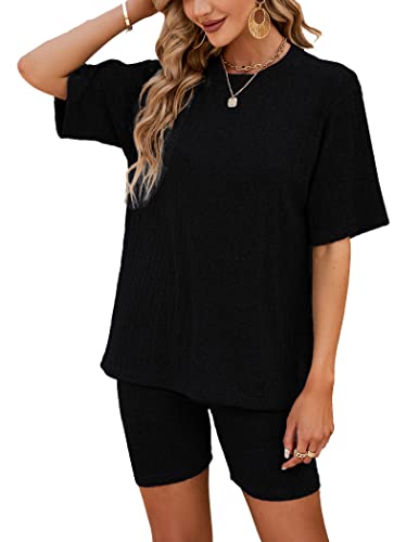 NIUDAU Damen 2 Teilig Anzug Freizeit Basic Sommer Elegant Zweiteiler Outfit...