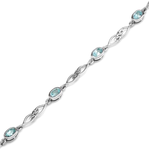 Image of Silvershake Birthstone Gemstones White Gold Plated or Yellow Gold Plated 925 Sterling Silver Scroll /Filigree Celtic Knot Weave 7.25 to 8.75 Inch with Adjustable Extension Bracelet Jewelry for Women