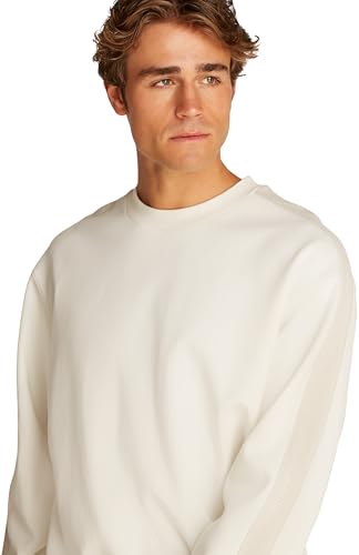 Calvin Klein Herren Sweatshirt Logo Tape Crew Neck Relaxed Fit, Beige (Tofu), XXS – Ansicht 3