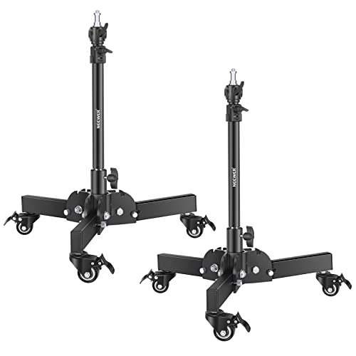 NEEWER Pack of 2 Heavy Duty Light Stands with Wheels, 2.4 Feet Max. Height, Foldable Tripod Stand...