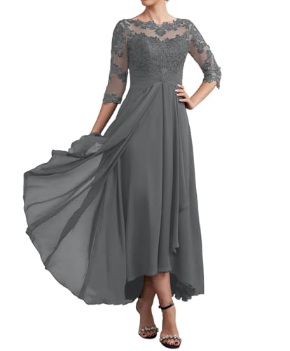 Women's Mother of The Bride Dresses Chiffon Formal Evening Gown with 3/4 Sleeves Wedding Guest Dress 2024