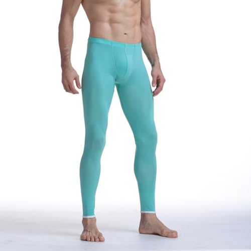 Sheer Men's Ice Silk Long Johns Pants Elastic Underwear Thin Nightwear Translucent Pajamas Bottoms Pants2