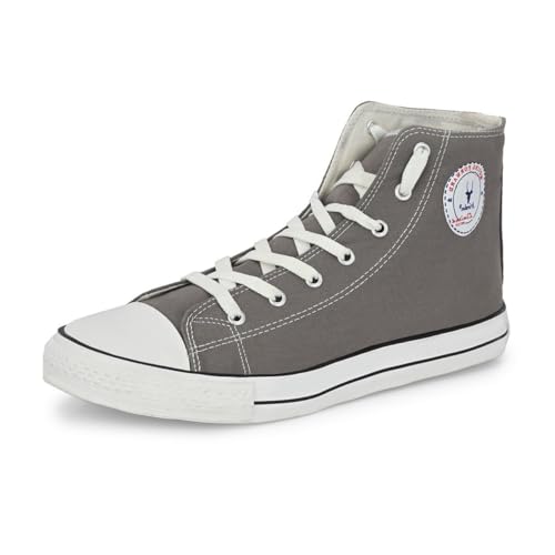 Image of Hirolas Men's Vulcanized Canvas Rubber Toe High Ankle Skateboard Sneakers Shoes.