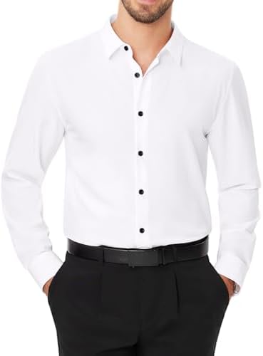 J.VER Men's Shirt Regular Fit Business Shirt Solid Color Stretch ...