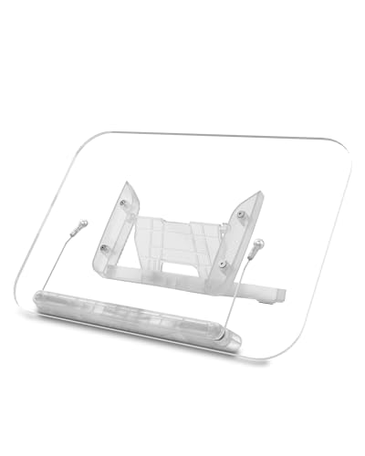 viozon-Acrylic-Book-Stand-for-ReadingCookbook-Holder-13-Levels-Angle-Adjustable-Foldable-Portable-Lightweight-for-Office-Kitchen-School-Textbook-Recipe-MagazineTabletLaptop