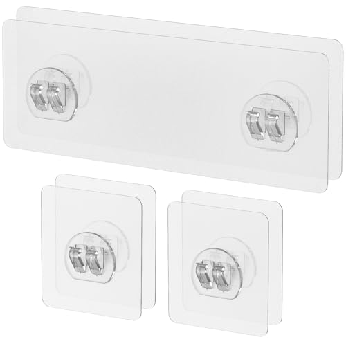 Uniclife 6 Stück Dusch Caddy Klebehaken Ohne Bohren, starke Klebehaken für die Dusche, transparente Klebestreifen für Badezimmerregale, Küchenregale und Körbe