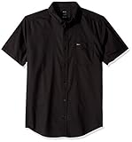 RVCA Men Thatll DO Stretch Short Sleeve Woven Button Front Shirt, Black, M