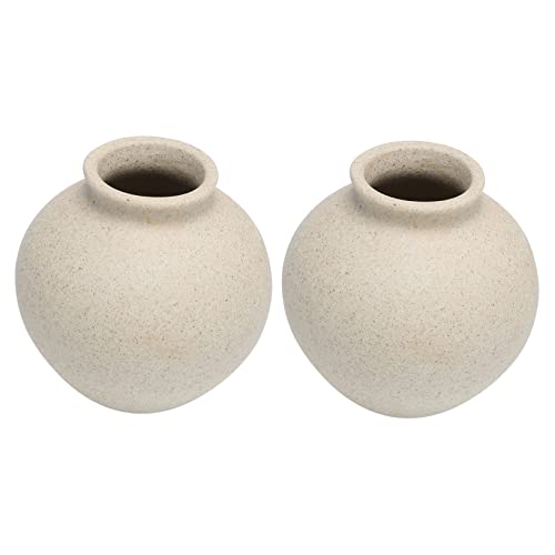 FUTUREORYY 2 Piezas Jarrón de Cerámica Retro Florero Artesanal para Decoración del Diseño Vintage Rústico para Arreglos Secos y Adornos Interiores