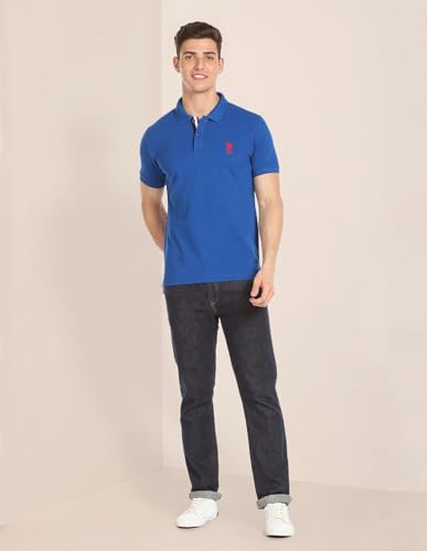 Image of U.S. POLO ASSN. Solid Slim Fit Polo T Shirts for Men - 100% Cotton, Half Sleeves Mens Tshirt