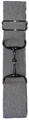 Equestrian Elastic Belt for Women and Girls (Silver Shimmer with Silver Buckle), One Size