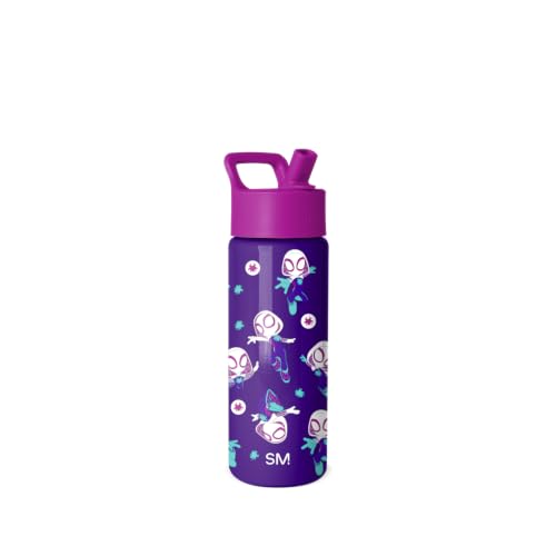 Simple Modern Marvel Kids Water Bottle with Straw Lid | 18oz Insulated Stainless Steel Kids Tumbler & Spill Proof Toddler Cup for School Girls Boys | Summit | Spider Gwen