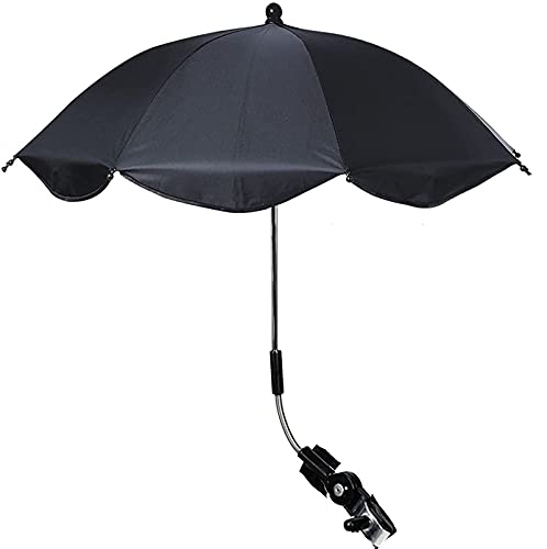 Parasol para cochecito y silla de paseo, protección UV 50+ y rotación de 360°, color negro Cover