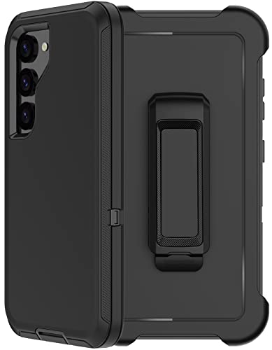for Samsung Galaxy S23 Plus Case with Belt Clip Holster, 2 x Screen Protector, [Military Grade Protection] Heavy Duty Full Body Shockproof Rugged Protective Cover for Samsung S23 Plus 5G (Black)