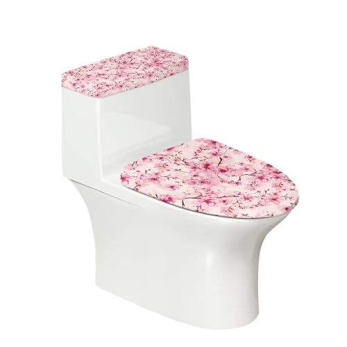 Kathyboom Cherry Blossom Toilet Tank Lid Cover Splash Resistant Toilet Tank Lid Covers Reusable Keep Dust Stain Off Toilet Lid Fit Most Round Elongated Oval Toilet Home Decor
