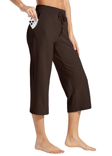 WILLIT Damen Caprihose Baumwolle Yoga Capri Casual Lounge Hose Weites Bein Workout Sporthose Jogginghose mit Taschen 20"