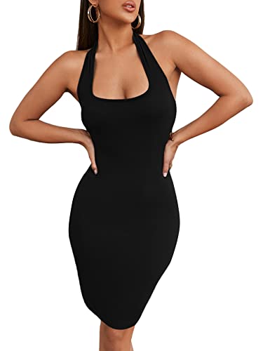 SheIn Damen Neckholder Kleid Figurbetontes Minikleid Ärmellos Bodycon...