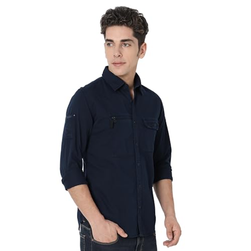 Image of Spykar Men's Regular Fit N /A Full Sleeve Solid Casual Shirts